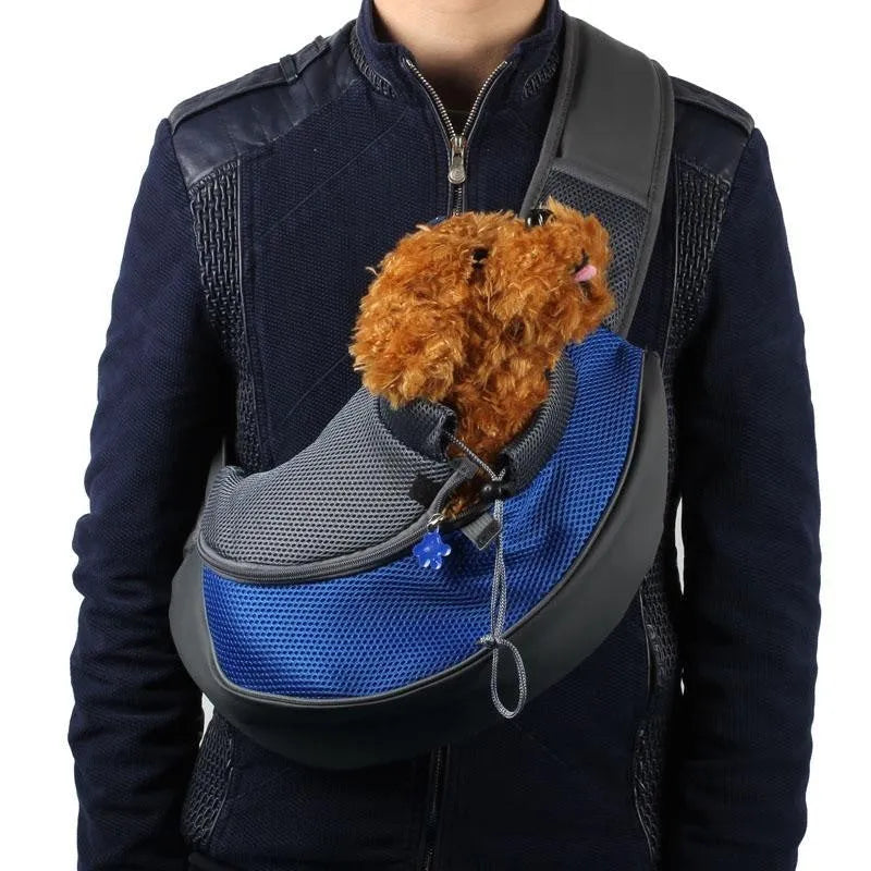 Pet backpack in selected colour with adjustable shoulder straps and foam-padded interior for small dog transport