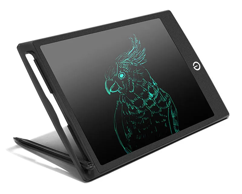 LCD writing tablet with ABS frame, erase button, 150 x 122 x 7mm size and black, white, blue, green or red body