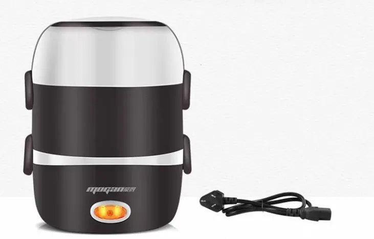 White rice cooker with 2 litre capacity and steaming basket options