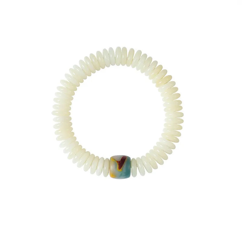 Tibetan white Bodhi seed bracelet and handheld mala for Buddhist meditation