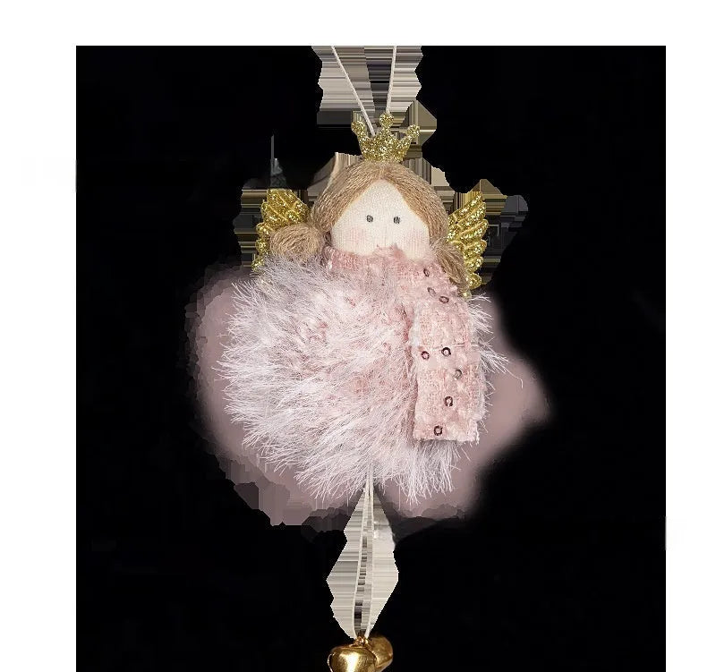 Pink plush snowman doll Christmas pendant with cloth material and modern art styling