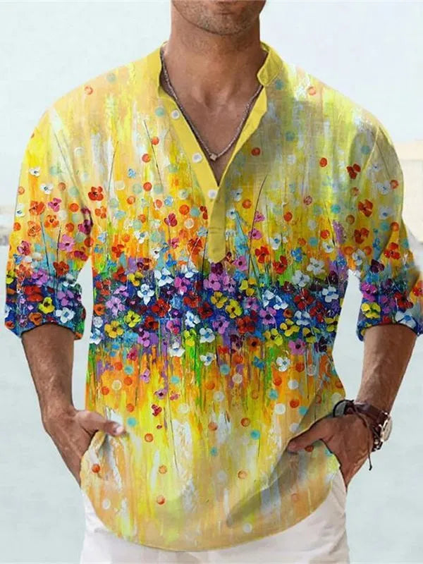 British style short sleeve shirt with 3D striped pattern in bamboo hemp fabric.