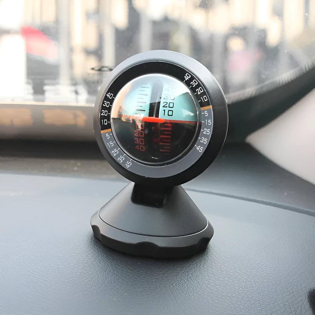 Black plastic vehicle mounted self sensing slope meter, single slope level for in-car use