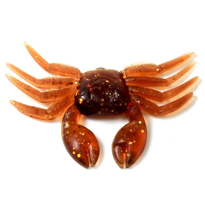 PVC crab fishing soft bait lure in red and brown colours, 8cm size