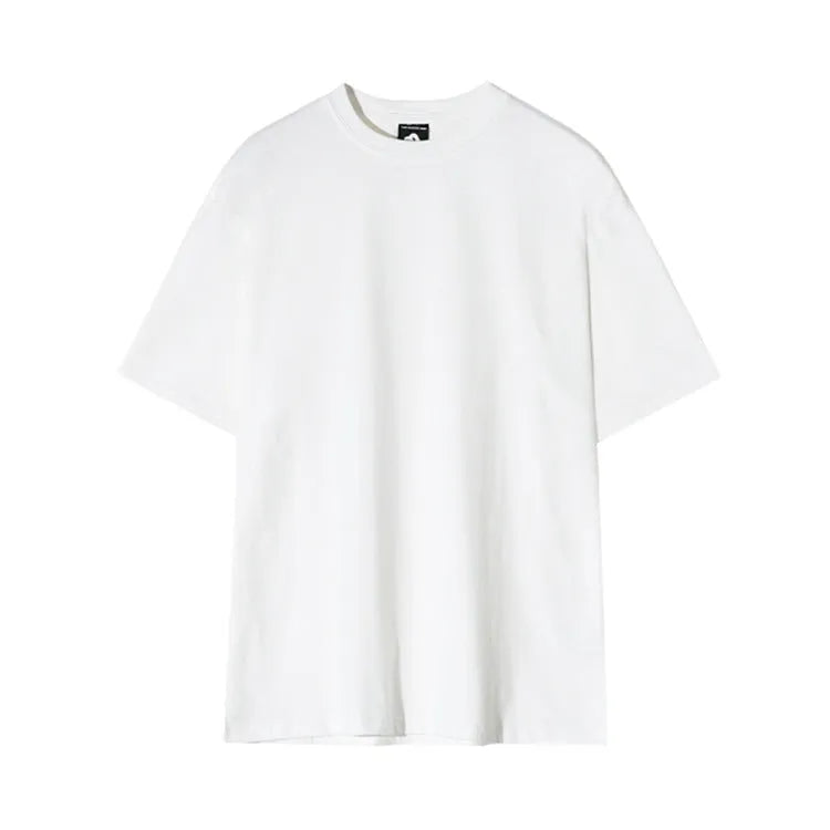 Men's slim fit cotton t-shirt in black or white with half-sleeve round neck design on hanger