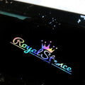 Reflective crown car sticker on vehicle measuring 30cm by 12cm with PET vinyl construction