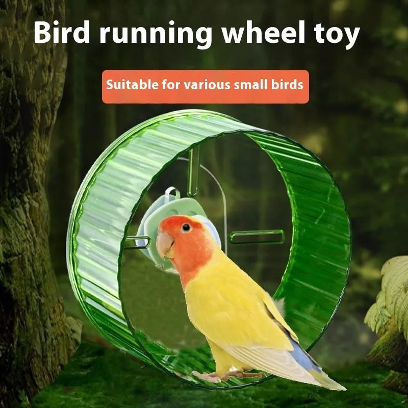 21cm plastic parrot running wheel toy in multiple colour options for bird exercise