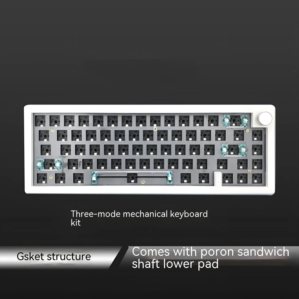 Hot-swappable mechanical keyboard kit with RGB backlighting and control knob