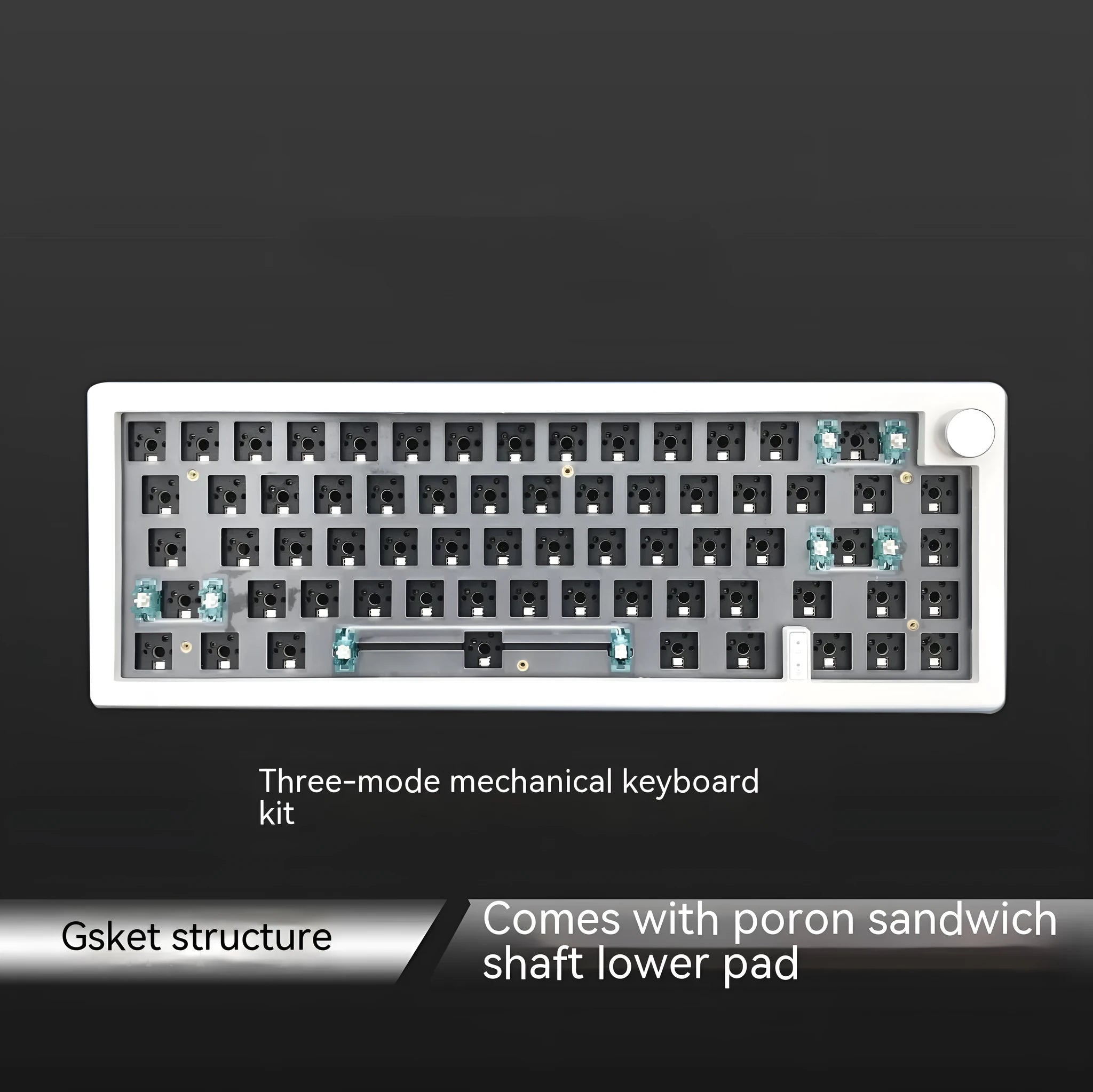 Hot-swappable mechanical keyboard kit with RGB backlighting and control knob