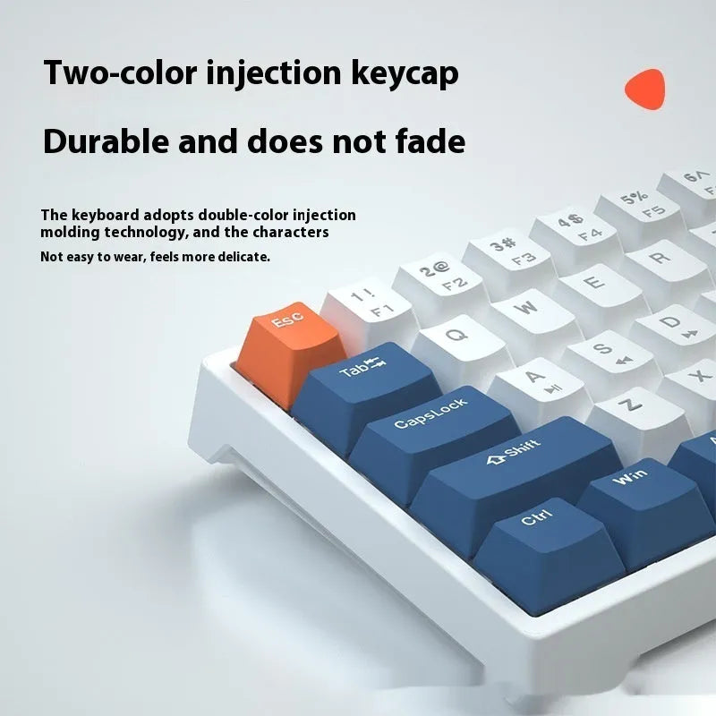 61-key compact mechanical keyboard with bluish-black design and hot-swap sockets