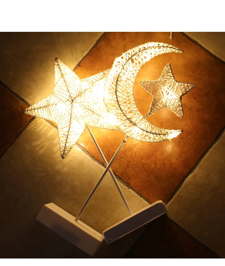LED rattan star lamp with battery operation for bedroom decoration