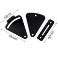 Black stainless steel sliding barn door lock showing S and M size options