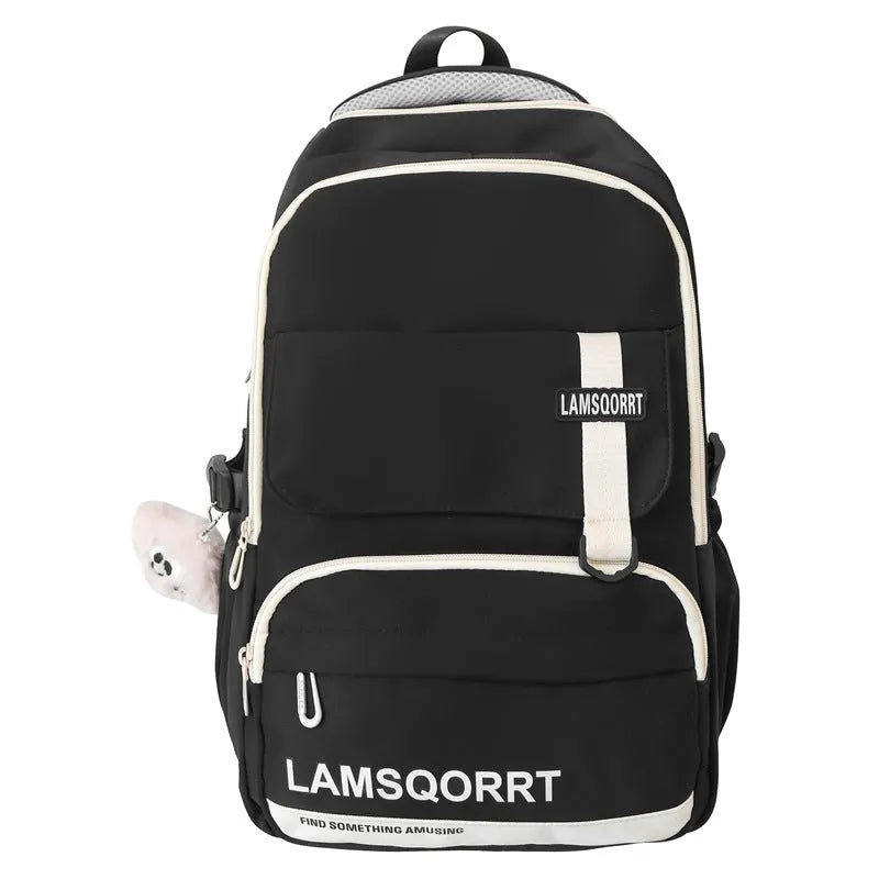 Waterproof nylon school backpack with curved shoulder straps in various colours with pendant options