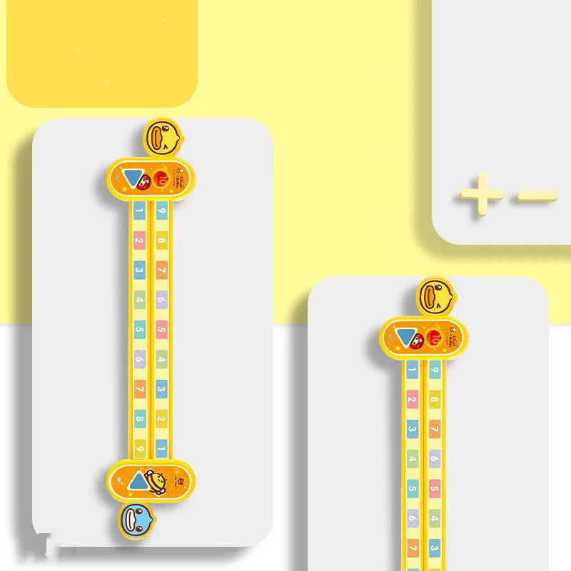 Yellow plastic cartoon digital resolution ruler for children, measuring 24.5 cm