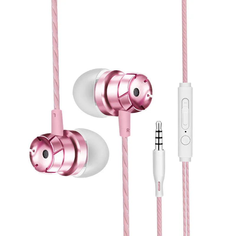 Metal turbo in-ear wired headphones with microphone and 3.5mm plug in various colours.