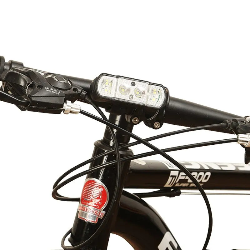 Black bicycle headlight with LED illumination for cycling safety