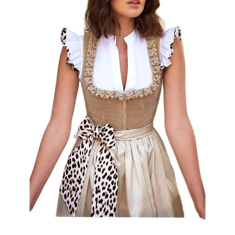 German Oktoberfest women's dress in khaki colour, cotton-polyester blend, sizes S to XXXL