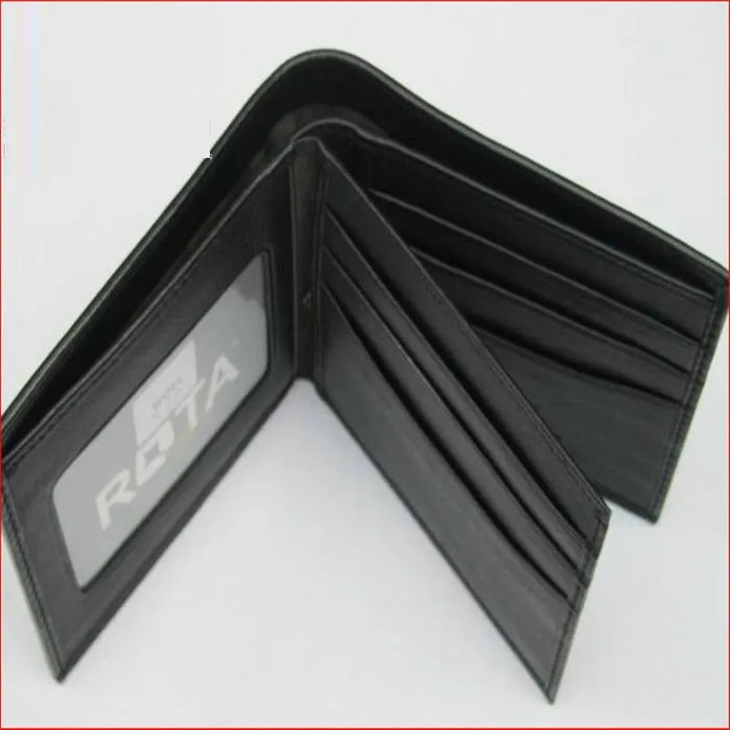 Genuine leather pearl fishskin texture wallet with horizontal square design and sewing thread detailing