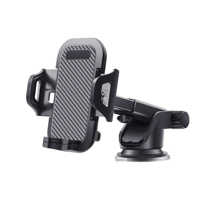 Black car phone holder with adjustable clamp for phones 4.0-7.0 inches wide