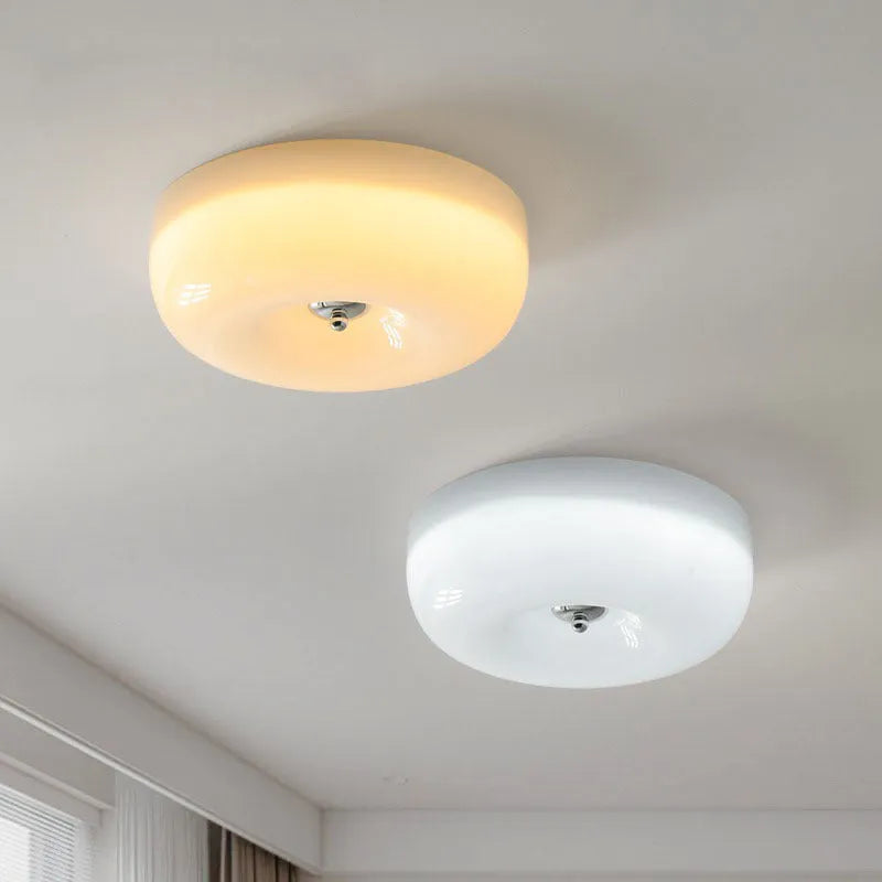 Cream colour bedroom ceiling lamp with three-colour light adjustment, 30cm diameter, American style design