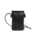 Vintage weave crossbody phone bag in vertical square shape with card slot, shown in multiple colour options
