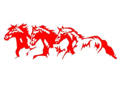 Three Horses steed design car decal sticker in black, shown at 25cm by 8cm size.