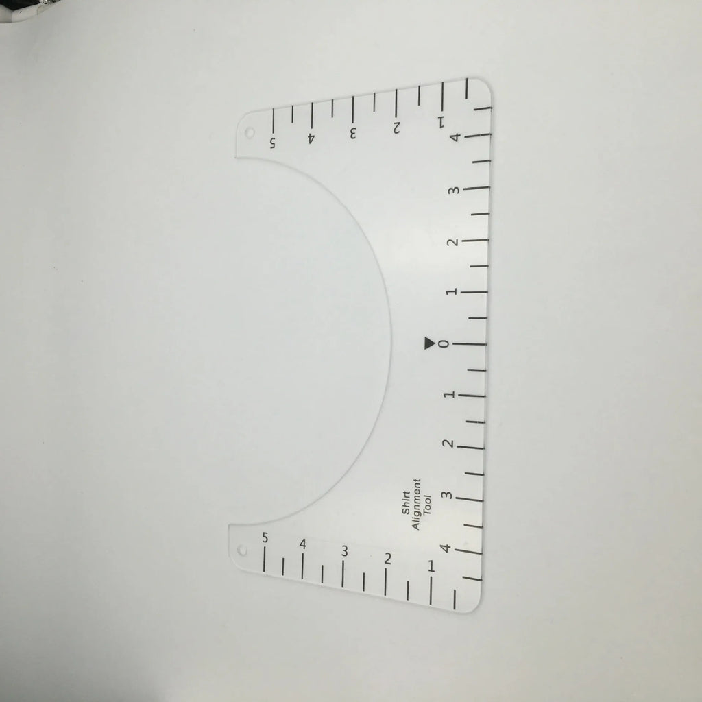 Transparent acrylic sewing patch ruler with measurement grid for T-shirt alignment