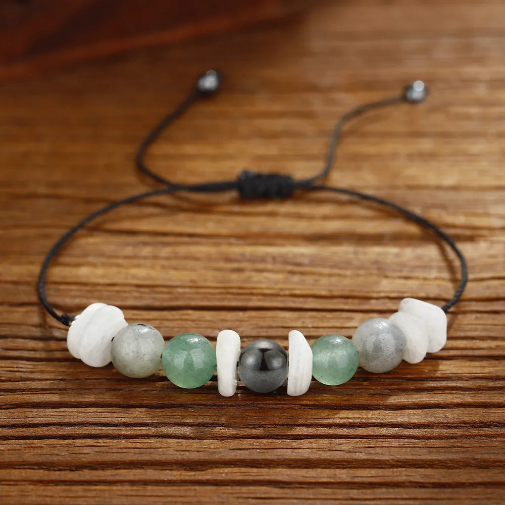 Handcrafted geometric stone bracelet for women in colour 3906 with beaded design