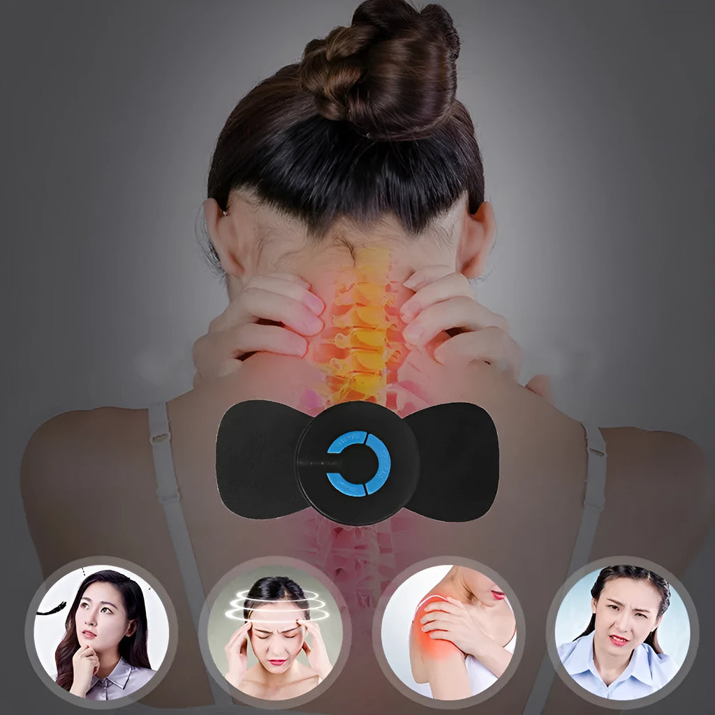 Black HQ-185 mini electric shoulder and neck massager with compact handheld design.