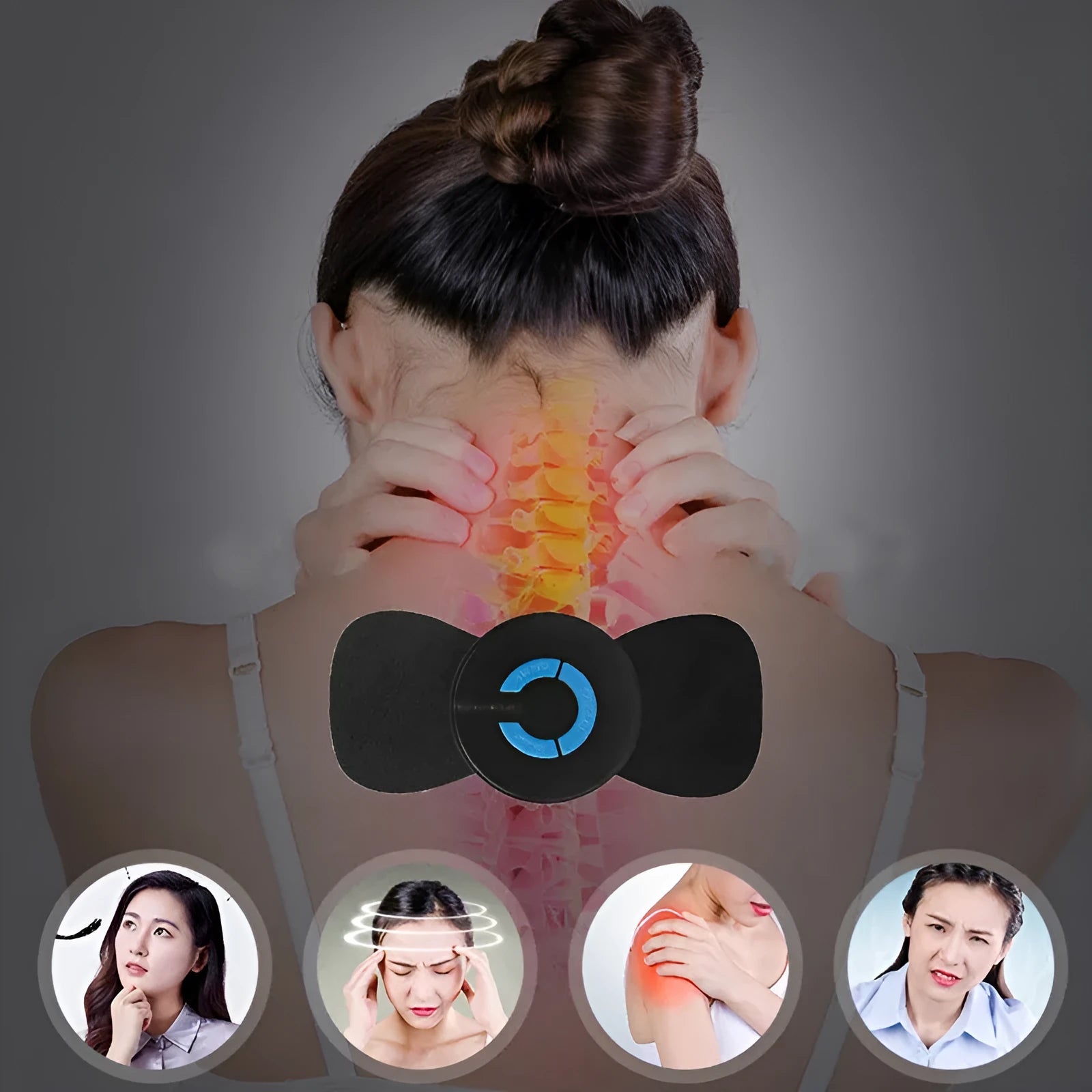 Black HQ-185 mini electric shoulder and neck massager with compact handheld design.