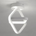 Modern round black ceiling light with white acrylic shade and adjustable tri-colour LED.