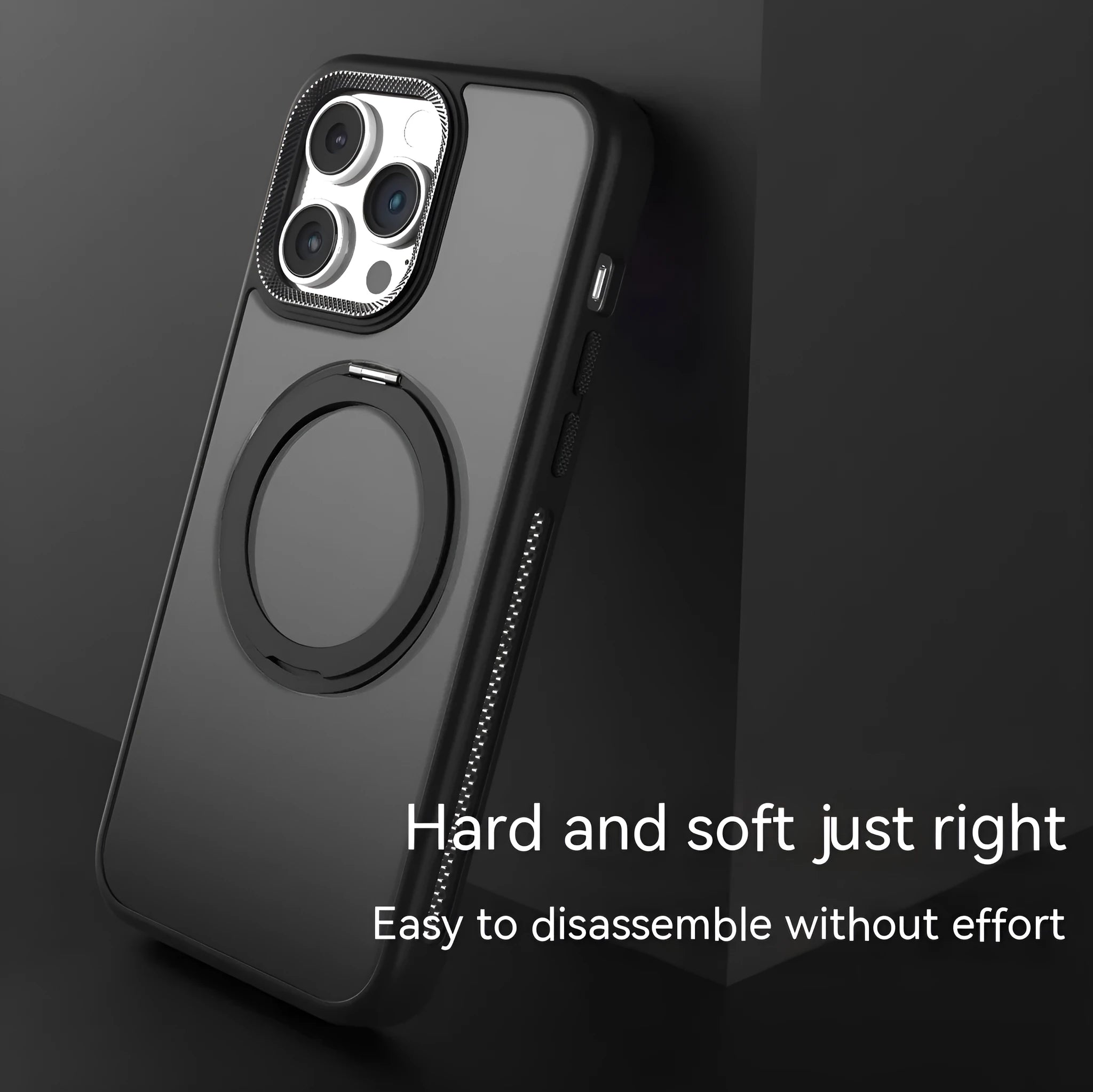 Frosted silicone magnetic iPhone case with rotating bracket in deep sea blue colour
