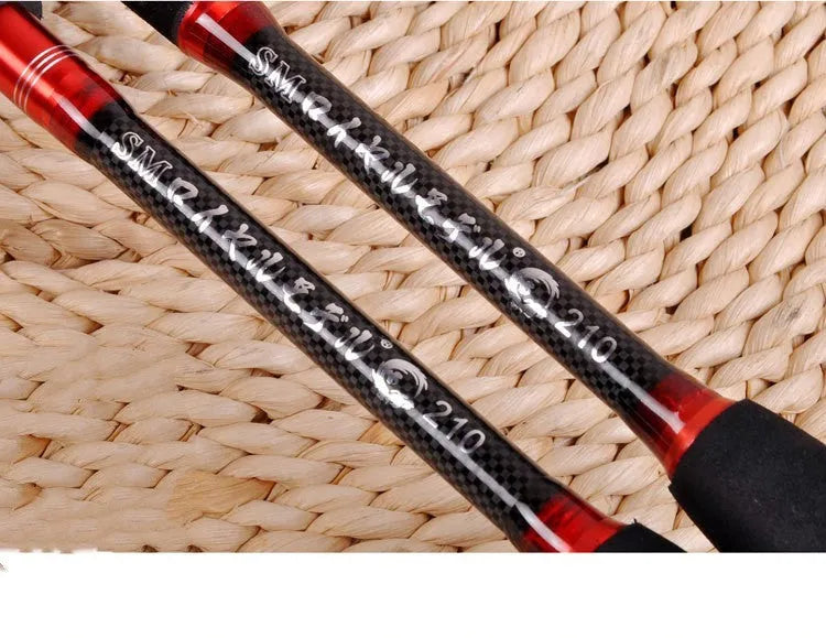 Carbon telescopic fishing rod with straight shank or gun handle, super hard tone, 1.8m to 3.6m, collapses to 58-63cm