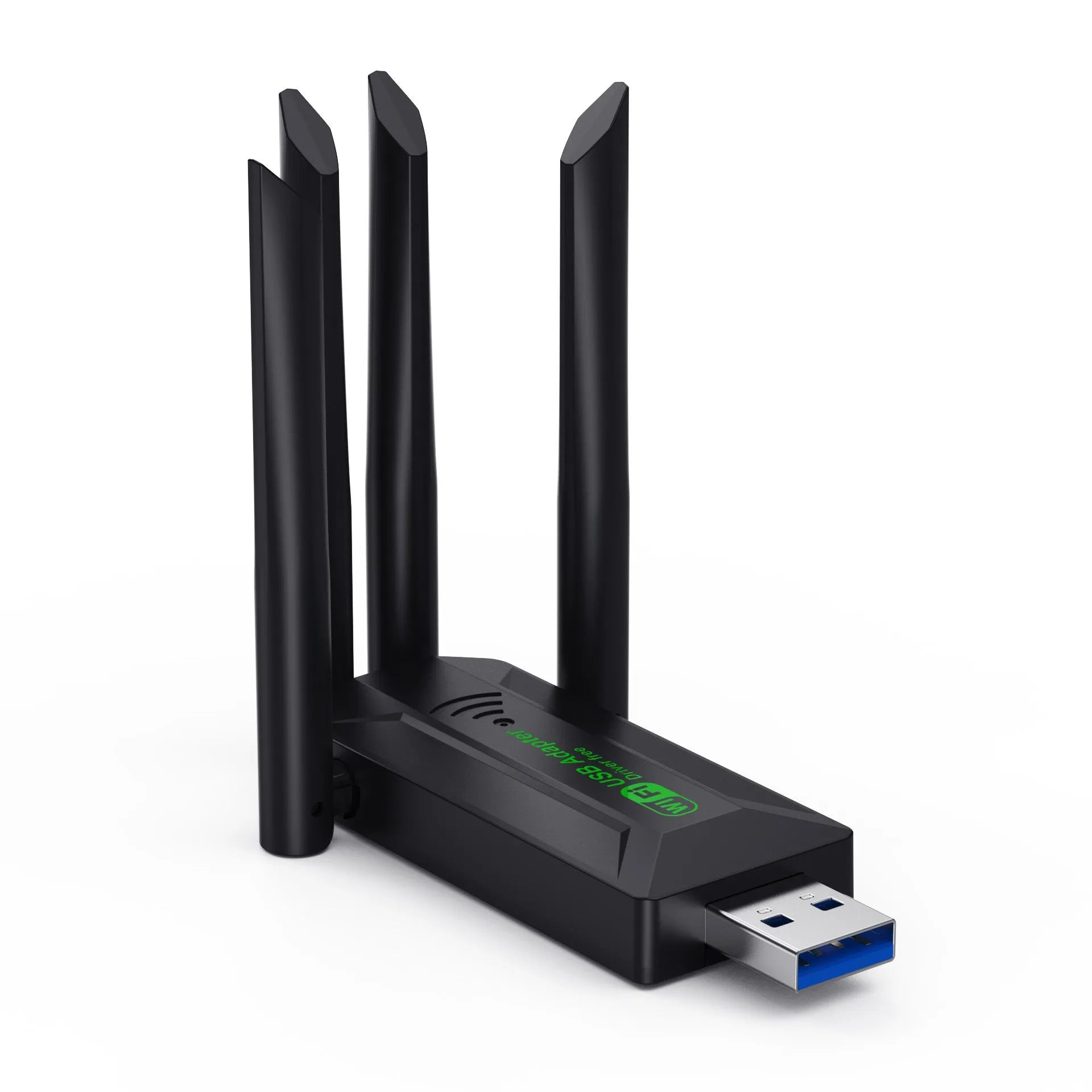 Black USB network transmitter device with four extended antennas