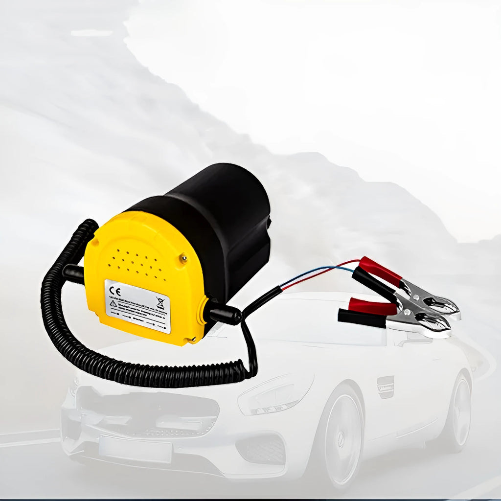 12V electric self-priming oil gear pump with engineering plastic body for fluid transfer.