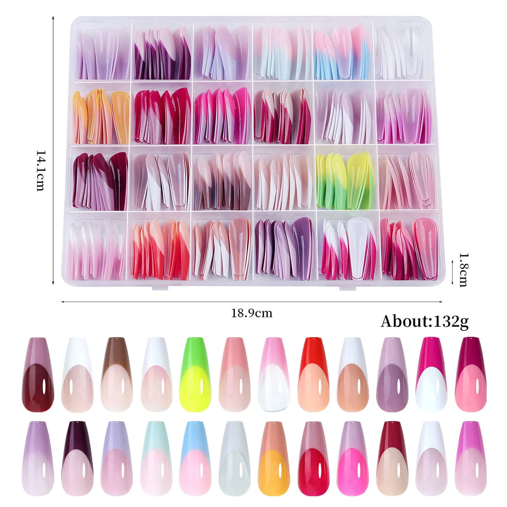 Box of 288 French wear seamless removable nail stickers in sweet and hot girl styles.