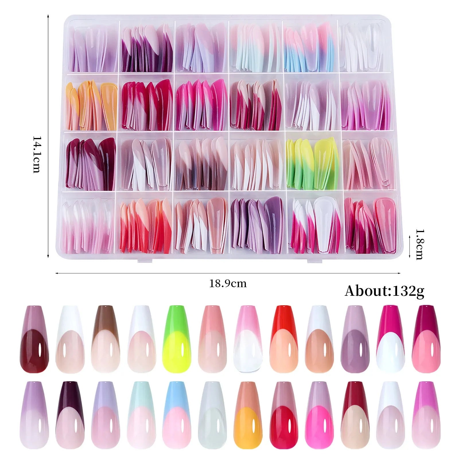 Box of 288 French wear seamless removable nail stickers in sweet and hot girl styles.