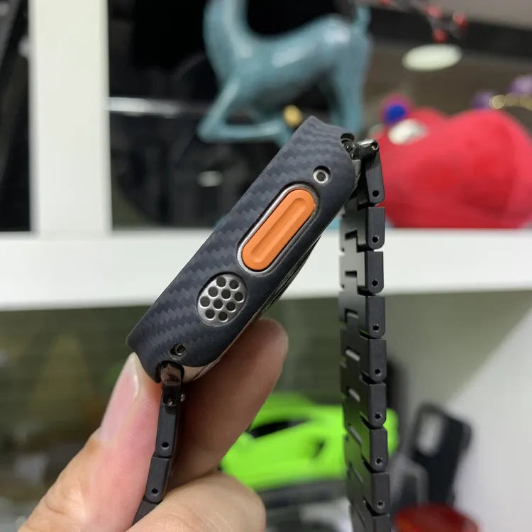 Carbon fibre watch case in glossy or matte black, fits 49mm 45mm 42mm 41mm 40mm, weighs 20g