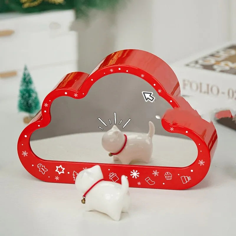 Assembled Christmas tree building block toy with LED cloud night light and decorative PVC mirror frame