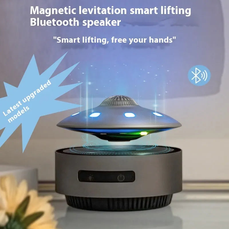 Automatic lifting magnetic levitation Bluetooth speaker in automatic lifting audio colour.