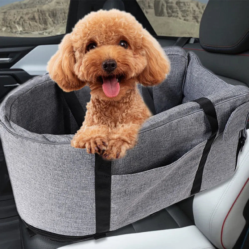 Outdoor Pet Kennel Four Seasons Universal in grey, blue, red, or grey mesh, showing cloth construction for dog car travel.