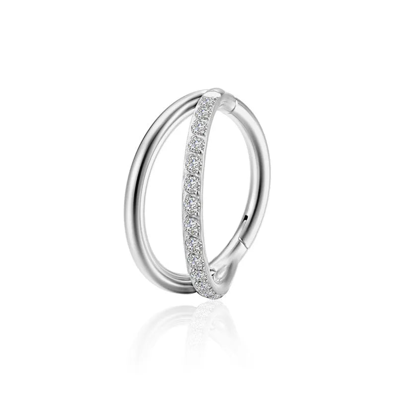 Titanium alloy fork nose ring body jewellery in silver finish showing 1.2mm thickness and fork design