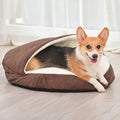 Removable cloth dog kennel in brown or grey, sizes small and medium, with washable cover