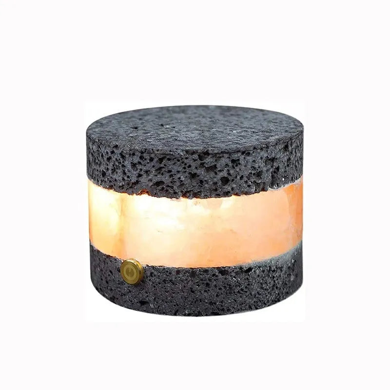 Small orange volcanic rock USB night lamp with touch dimming and essential oil diffuser.