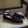 Men's handmade loafers in genuine leather with TPR sole, available in black, white, brown, dark brown, and beige colours