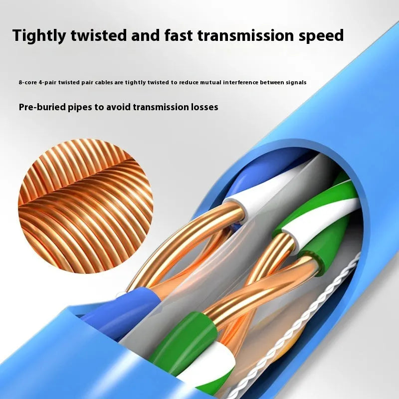 305-metre roll of blue Cat6a network cable with oxygen-free copper conductors for 10-gigabit ethernet