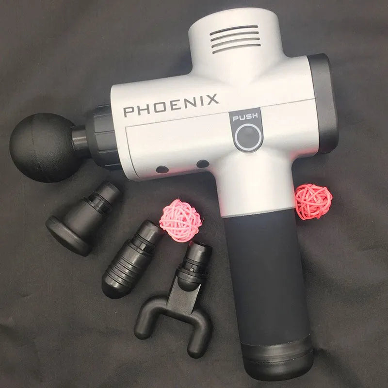 Fascia gun massage gun with 4 interchangeable heads, ABS plastic construction, 29x28x28cm size