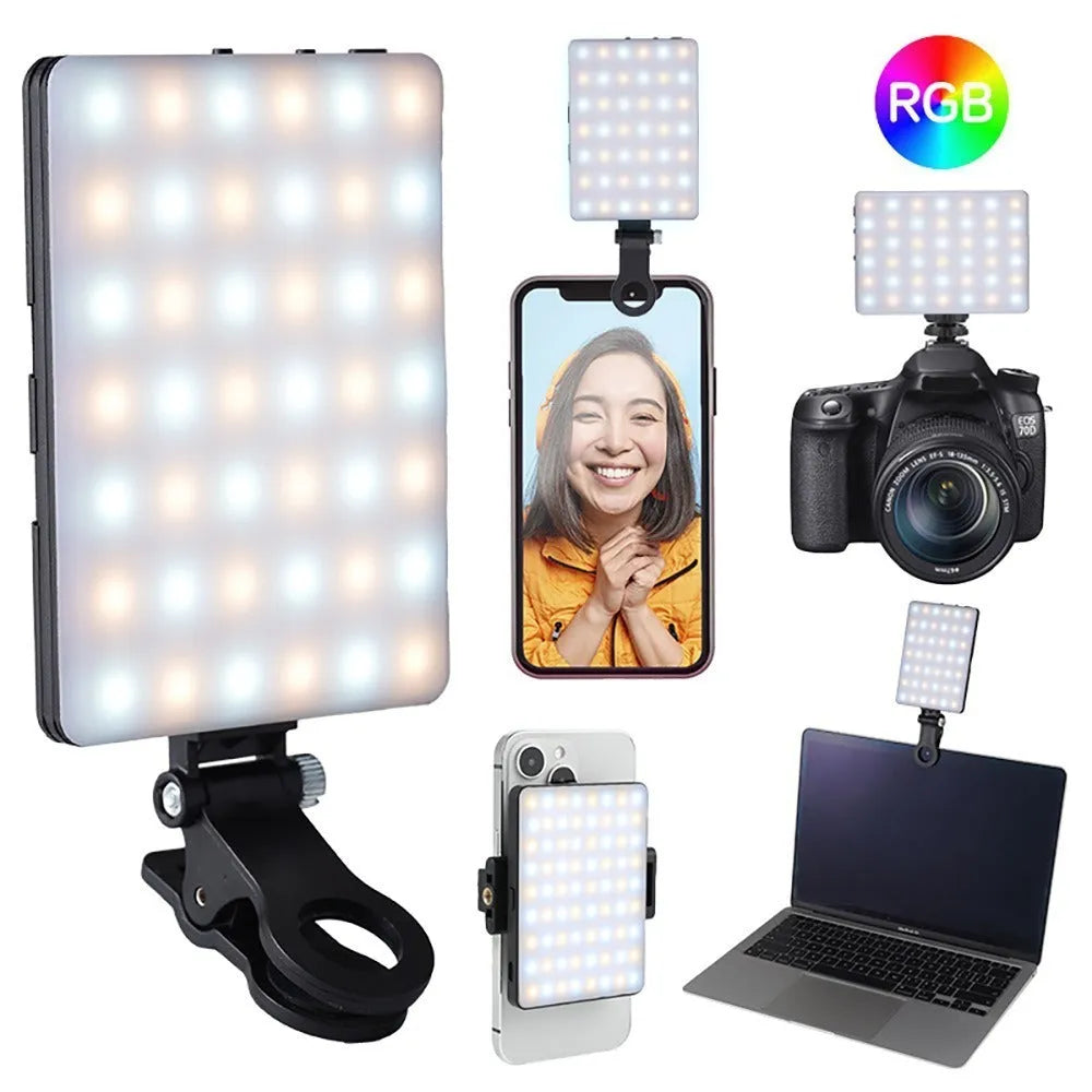 VL-60BI and VL-68BI pocket LED fill lights with clip attachment showing 10.4cm by 7.5cm by 12.5cm dimensions