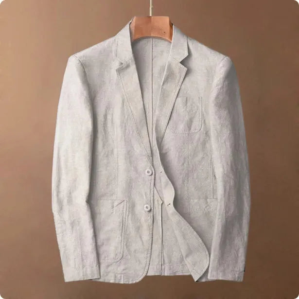 Men's lightweight linen suit coat in solid colour with stick pocket, available in sizes S to 3XL