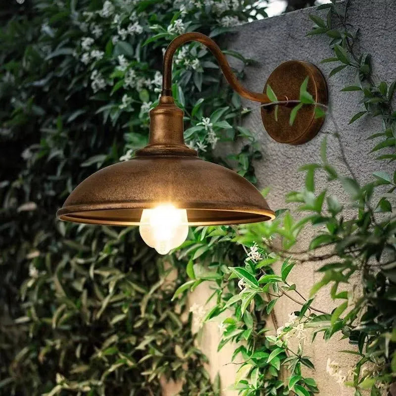 Retro style villa courtyard wall lamp in copper or silvery finish with right angle or bevel design